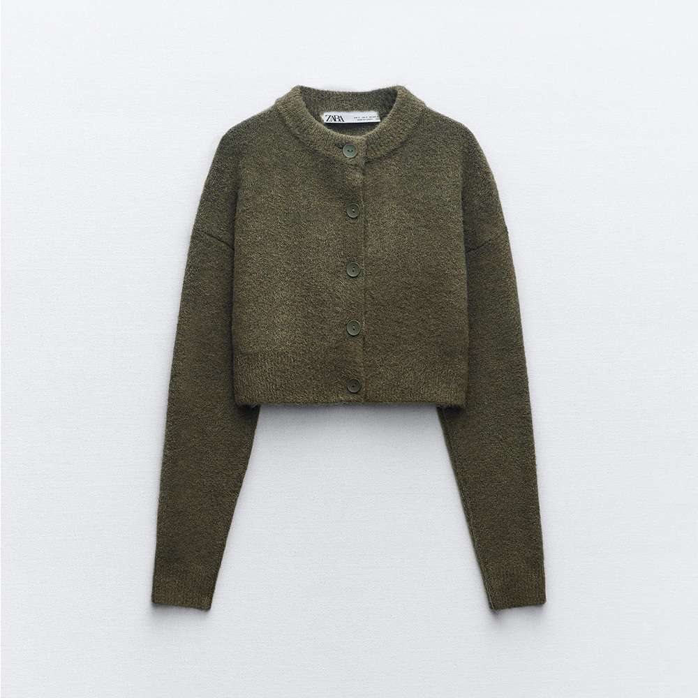 Zara soft knit olive green cardigan